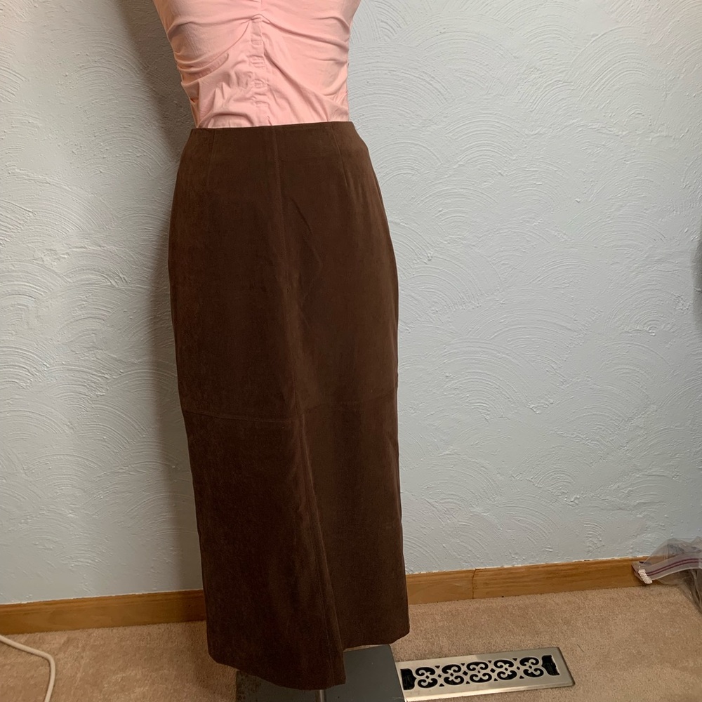 Talbot long suede pencil skirt